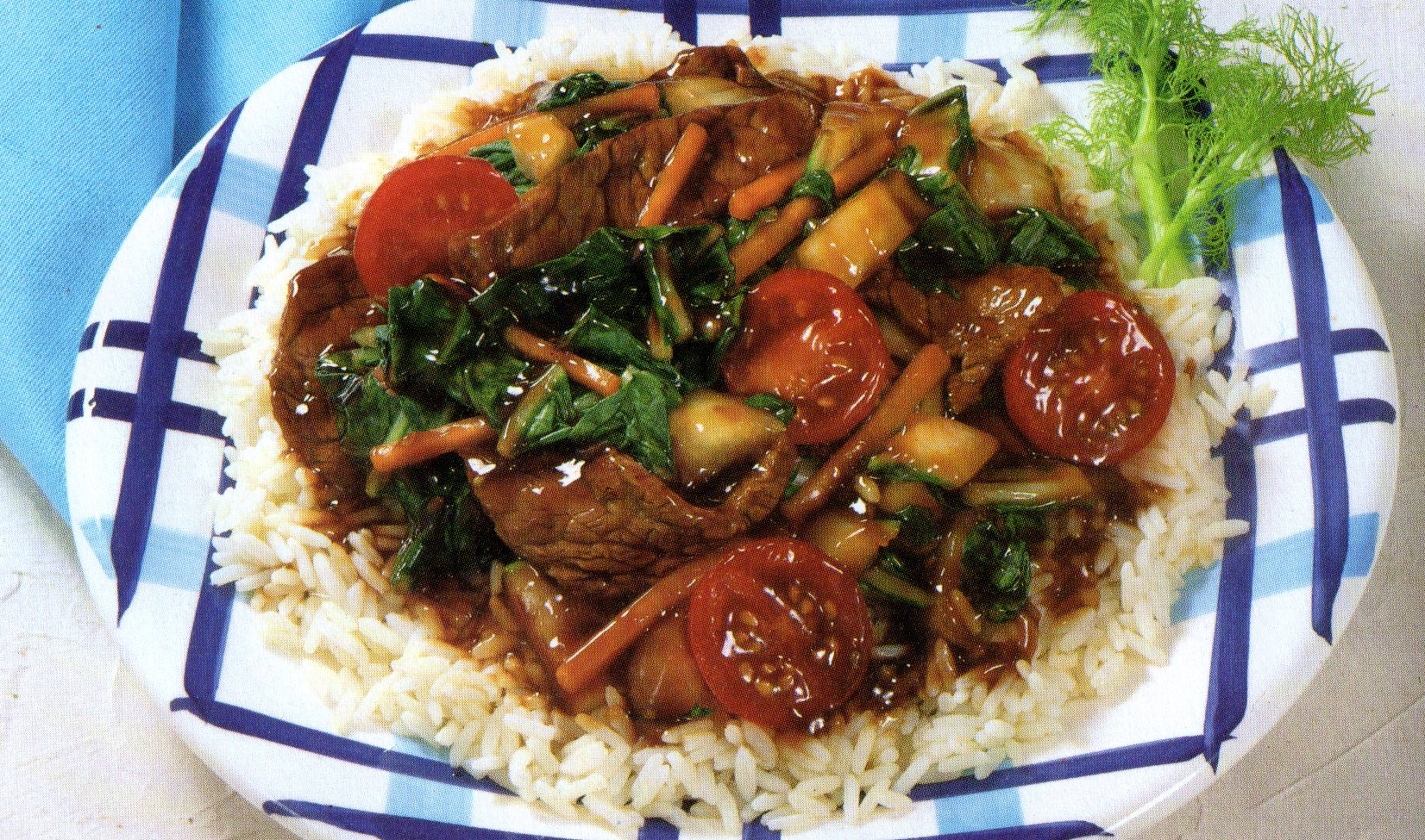 Carne al anís con arroz